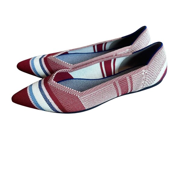 Rothy's The Point Varsity Stripe Flats Pointed Toe Slip-On Comfort Size 11.5 NEW - Picture 1 of 14
